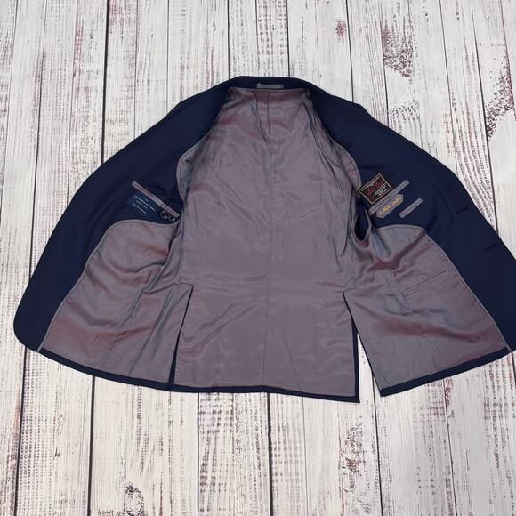 Holland & Sherry Bespoke Navy Super 130s Wool Blazer 38R Double Vents - Picture 8 of 10